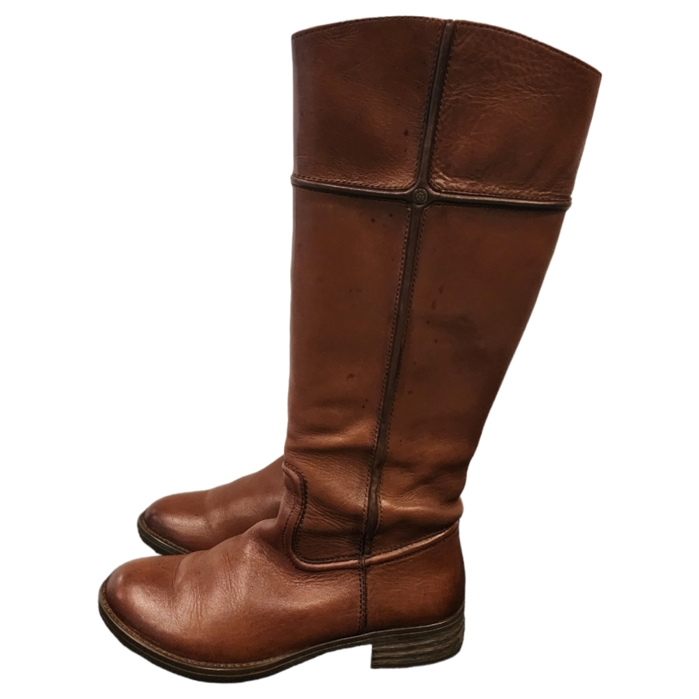 BUSSOLA "Trapani" Brown Leather Riding Boots SIZE 38(8M)
